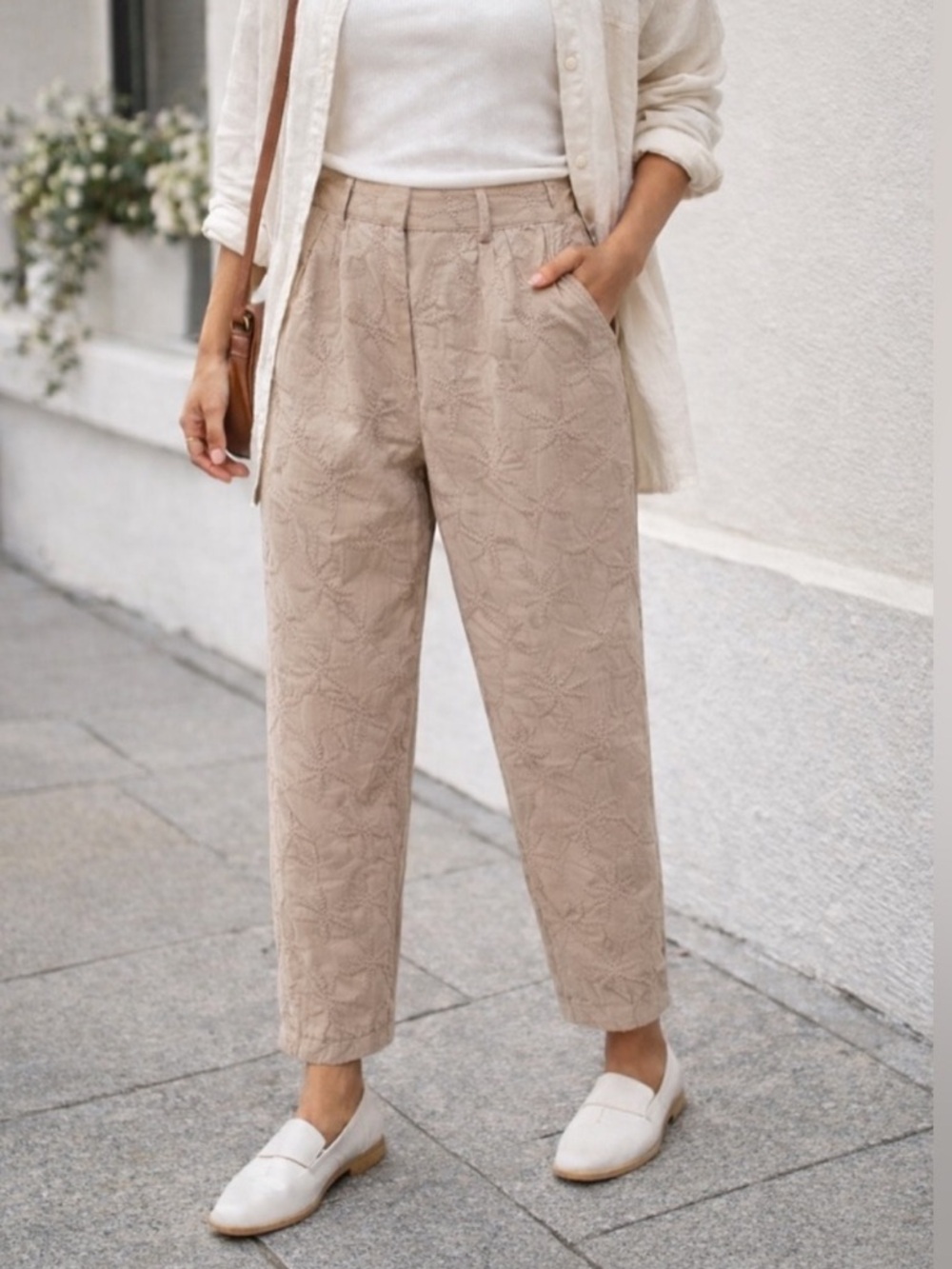 House of Harlow Barrel Twill Embroidered Pants Size XS Super Oversized Cotton